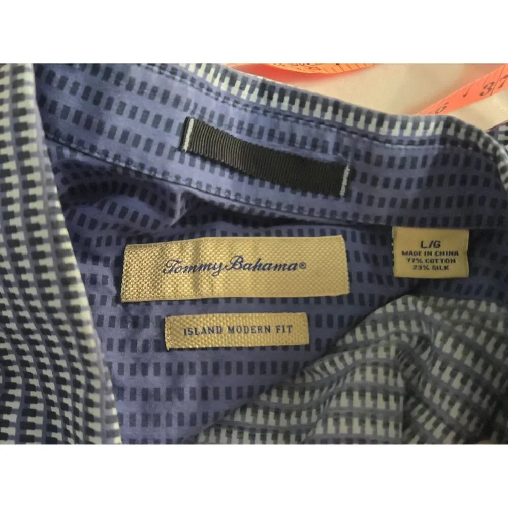 Tommy Bahama Ombre Geometric Island Modern Fit Long Sleeve Shirt Sz. L